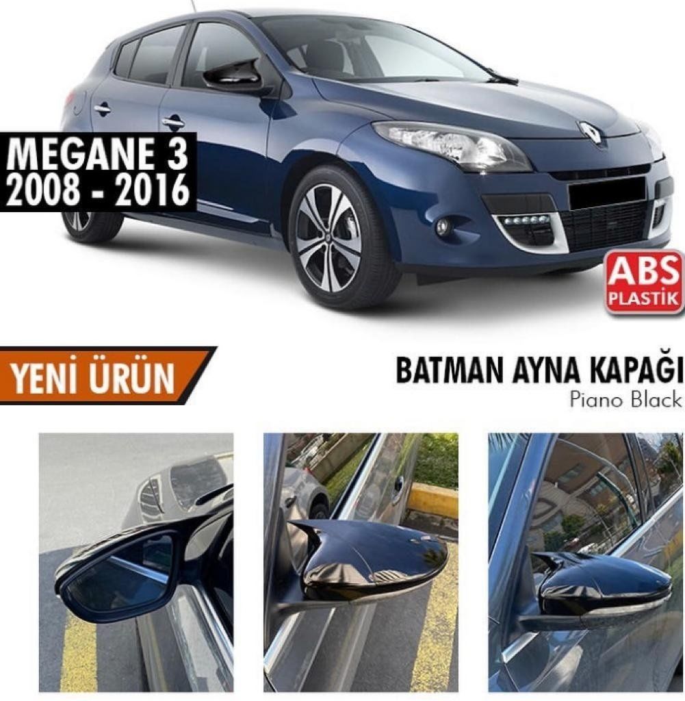 Renault Megane Uyumlu 3 (2008-2016) Batman Yarasa Ayna Kapağı (Piano Black)