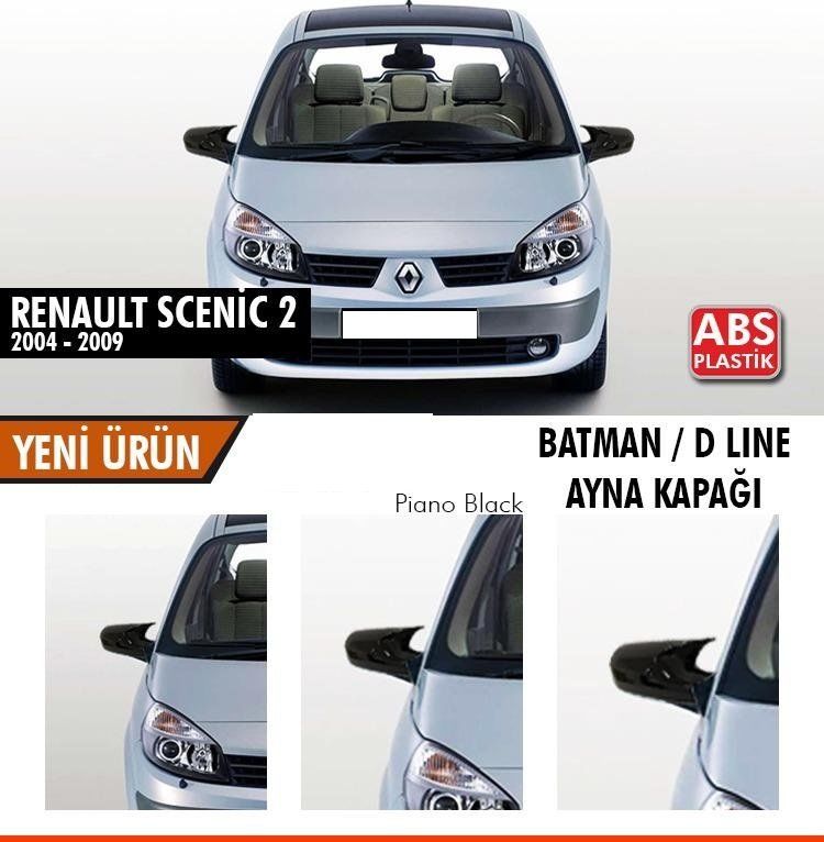 Renault Scenic Uyumlu 2 (2004-2009) Sonrası Batman Yarasa Ayna Kapağı (Piano Black)