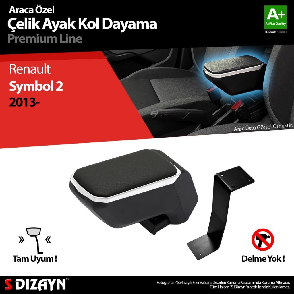 Renault Symbol Uyumlu Kol Dayama Kolçak Çelik Ayaklı Abs Gri 2013 Üzeri A+Kalite Parça