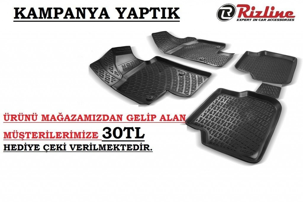 Rizline Audi Uyumlu A4 -2015 Sonrası 3D Havuzlu Paspas Drs Offroad 4X4