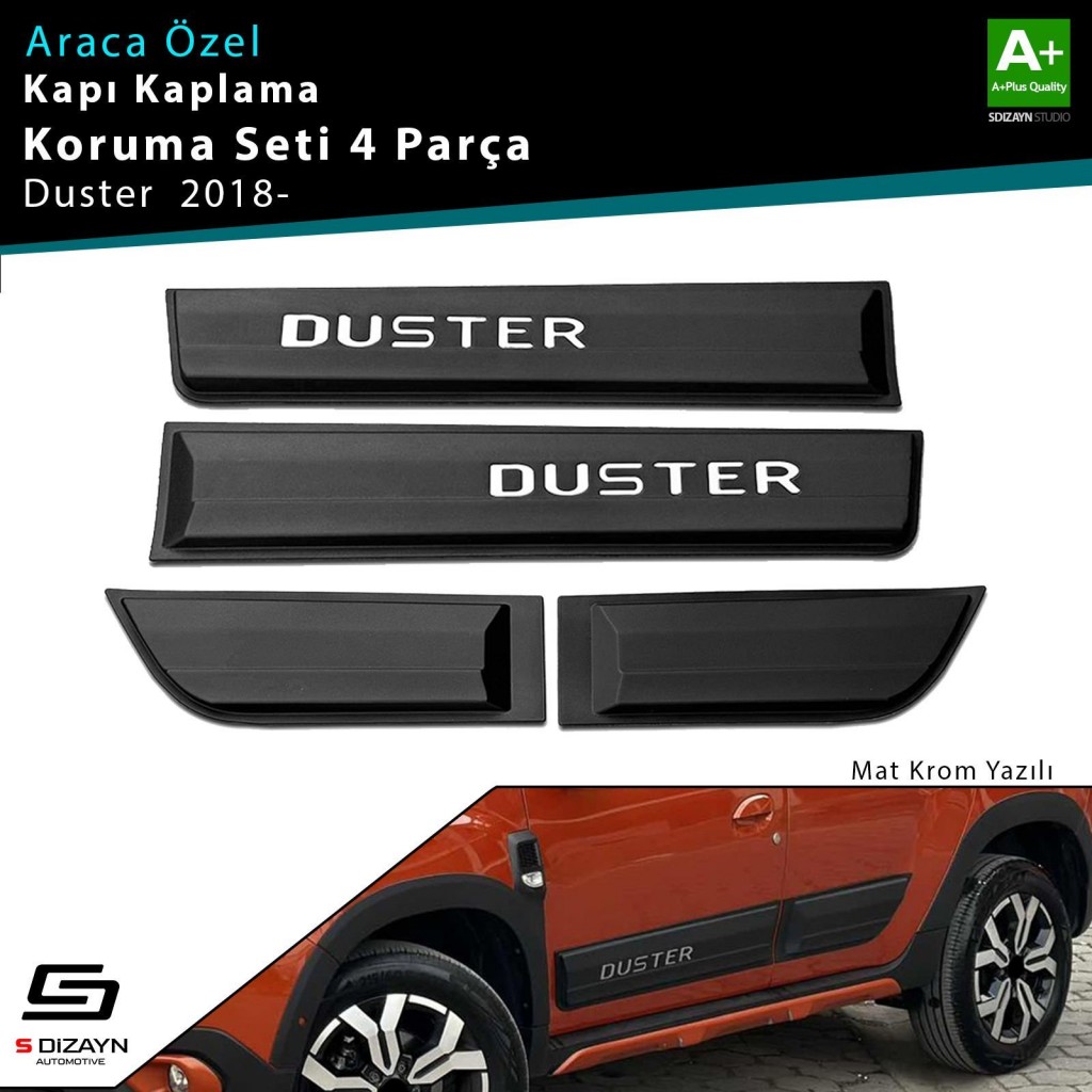 S-Dizayn Dacia Duster 2 Kapı Koruma Seti Mat Krom Yazılı 2018 Üzeri A+ Kalite