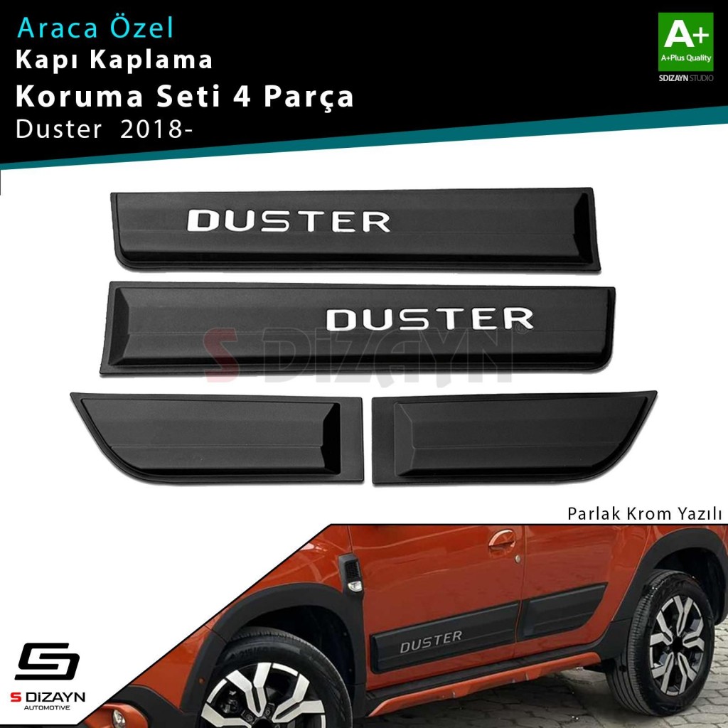 S-Dizayn Dacia Duster 2 Kapı Koruma Seti Parlak Krom Yazılı 2018 Üzeri A+ Kalite