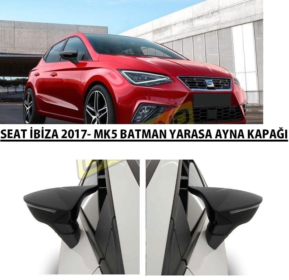Seat İbiza Uyumlu Mk5 2017 Sonrası Batman Yarasa Ayna Kapağı (Piano Black)
