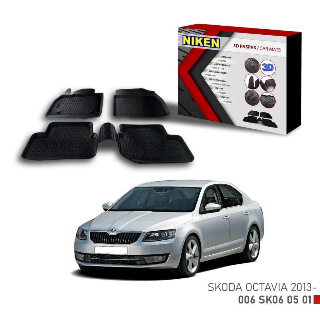 Skoda Octavia -2013 Için Uyumlu 3D Paspas
