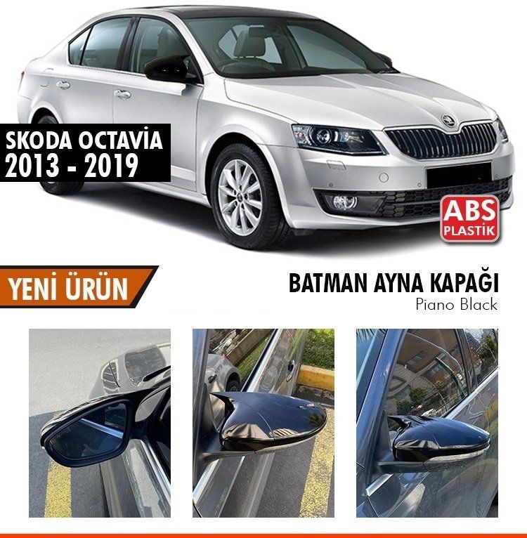 Skoda Octavia Uyumlu (2013-2019) Batman Yarasa Ayna Kapağı (Parlak Siyah)