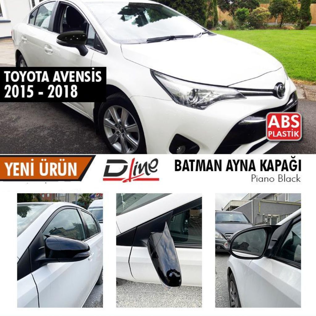 Toyota Avensis Uyumlu (2015-2018) Batman Yarasa Ayna Kapağı (Piano Black)