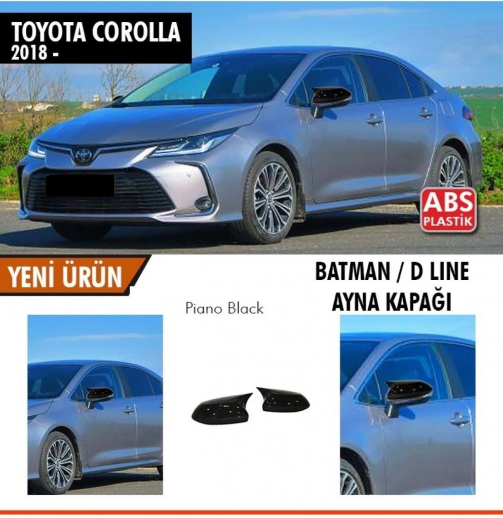 Toyota Corolla Uyumlu E210 Batman Yarasa Ayna Kapağı Piano Black / 2018 Sonrası