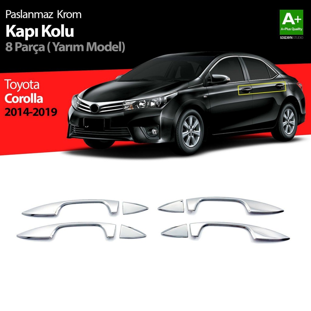 Toyota Corolla Uyumlu Krom Kapı Kolu Yarım Model 4 Parça. 2013-2018