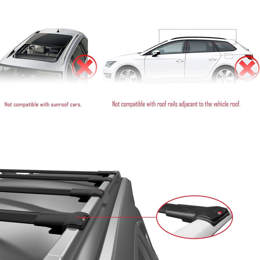 Volkswagen Caddy 2010-2015 Arası Ile Uyumlu Fly Model Ara Atkı Tavan Barı Si̇yah 4 Adet Bar