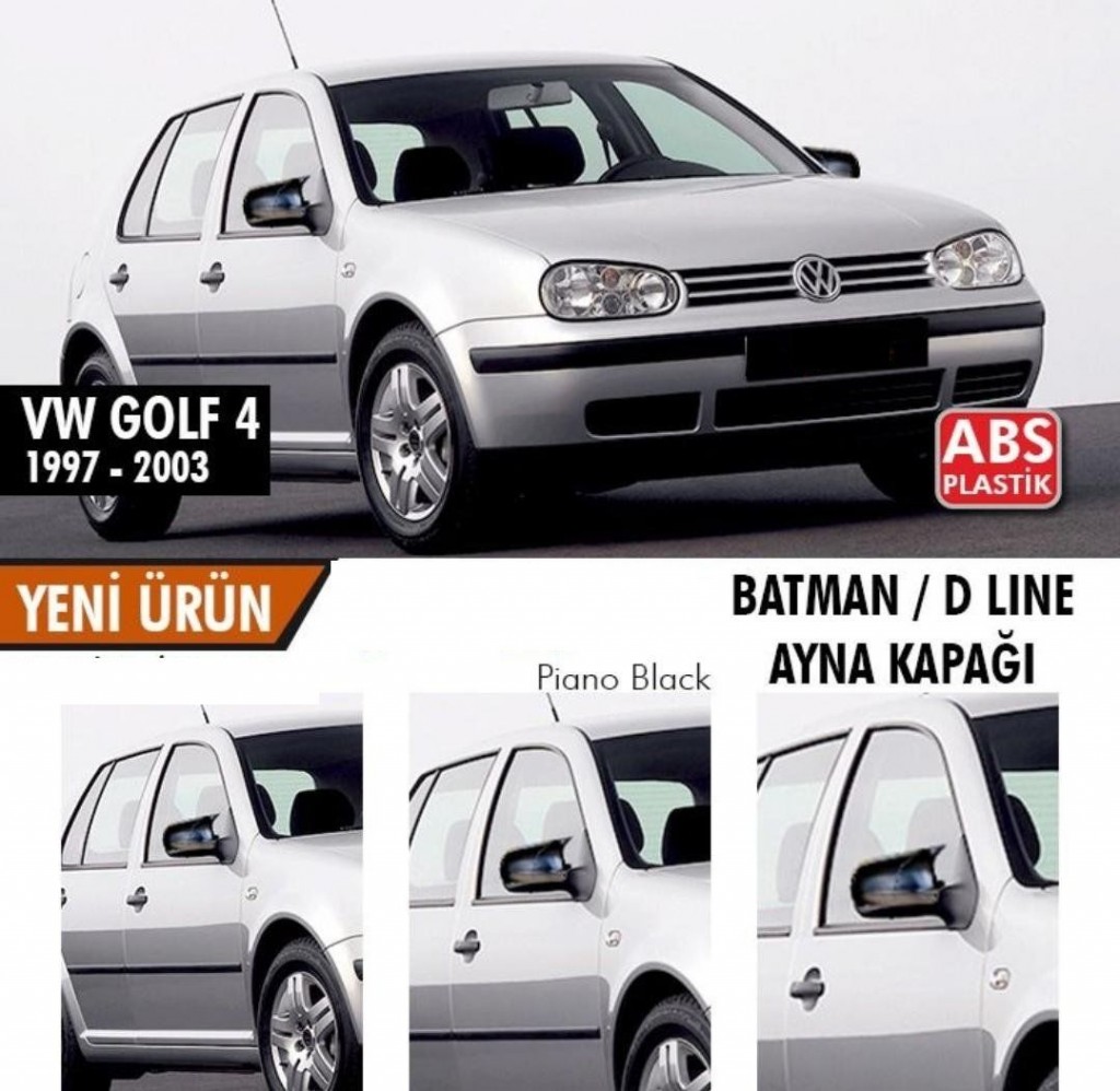 Volkswagen Golf Uyumlu 4 (1997-2004) Batman Yarasa Ayna Kapağı (Parlak Siyah)