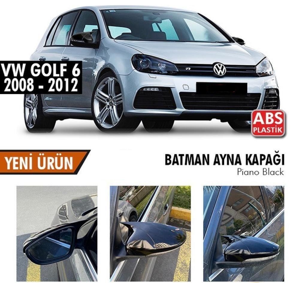 Volkswagen Golf Uyumlu 6 (2008-2012) Batman Yarasa Ayna Kapağı (Parlak Siyah)