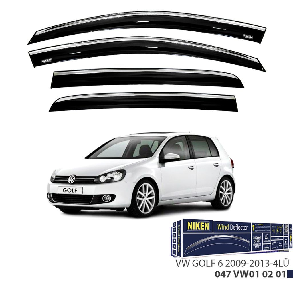 Volkswagen Golf Uyumlu 6 2009-2013 Kromlu Cam Rüzgarlığı 4Lü Parça