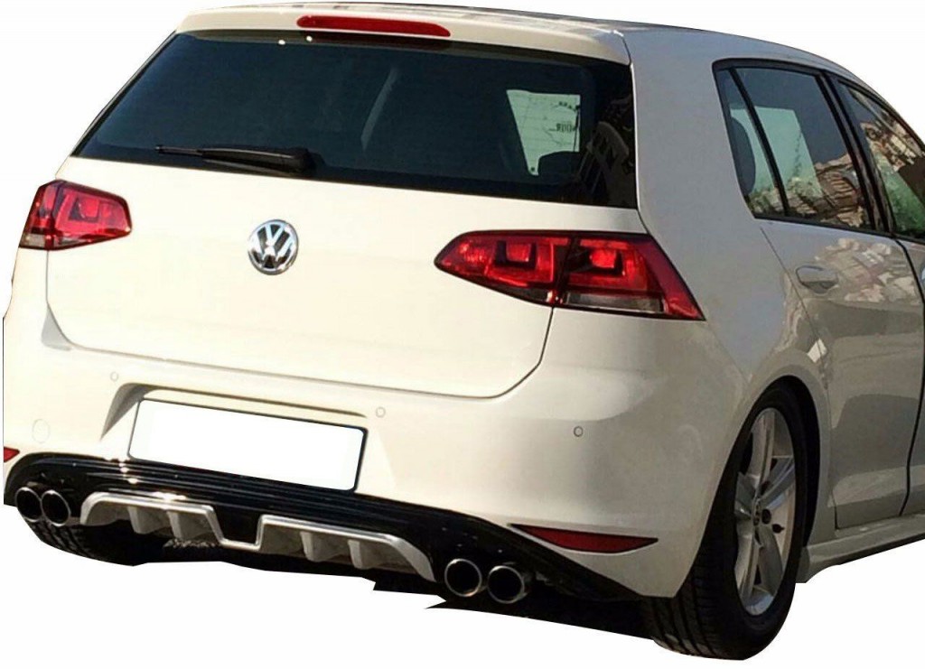Volkswagen Golf Uyumlu 7 (2012-2016) Custom Arka Tampon Eki - Difüzör (Plastik)