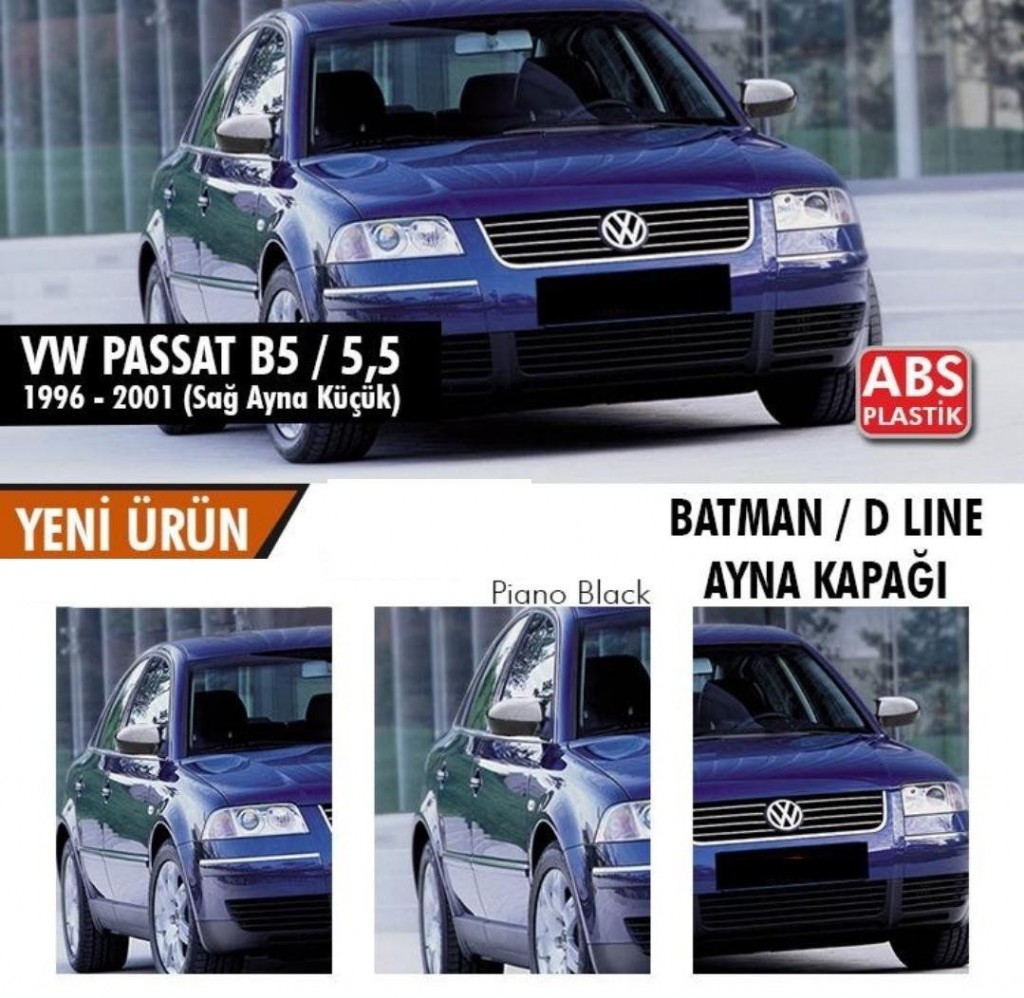 Volkswagen Passat Uyumlu B5 / 5,5 (1996-2001) Batman Yarasa Ayna Kapağı (Parlak Siyah)
