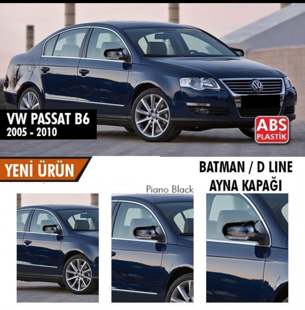 Volkswagen Passat Uyumlu B6 (2005-2010) Batman Yarasa Ayna Kapağı (Parlak Siyah)