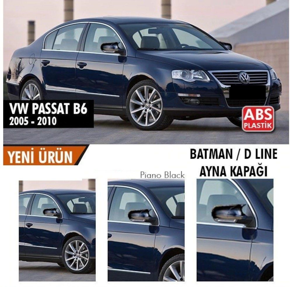 Volkswagen Passat Uyumlu B6 (2005-2010) Batman Yarasa Ayna Kapağı (Piano Black)