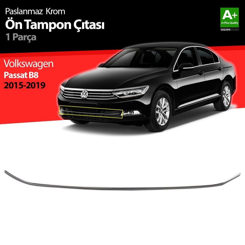 Volkswagen Passat Uyumlu B8 Krom Ön Tampon Çıtası 2015-2019
