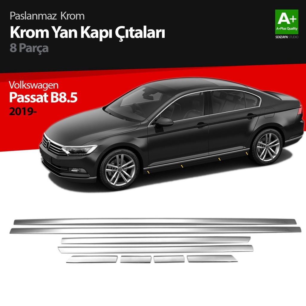 Volkswagen Passat Uyumlu B8.5 Krom Yan Kapı Çıtası 8 Parça 2019 Ve Üzeri