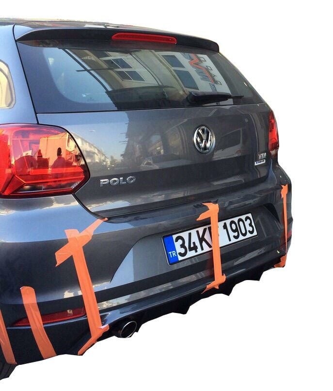 Volkswagen Polo Uyumlu 6R (2015-2017) Makyajlı Arka Tampon Eki - Difüzör (Plastik)