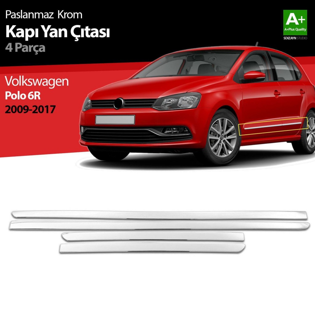 Volkswagen Polo Uyumlu 6R Krom Kapı Yan Çıtası 2009-2017