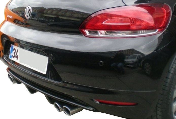 Volkswagen Scirocco Uyumlu (2009-2014) Sağ-Sol Çift Çıkışlı Arka Tampon Eki - Difüzör (Plastik)