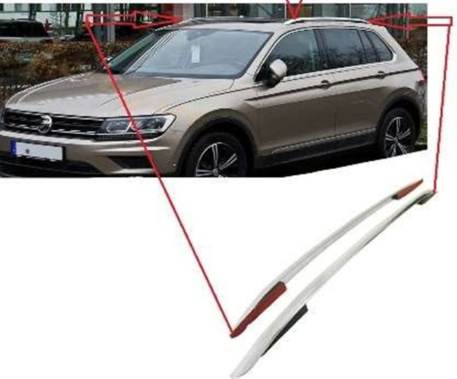Volkswagen Tiguan Uyumlu 2016 Sonrası Tavan Çıtası Gümüş Parça