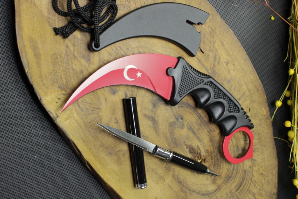 22 Cm Türk Bayraklı Cs Go Bıçak Kılıflı Ve Gizli Kalem Bıçak