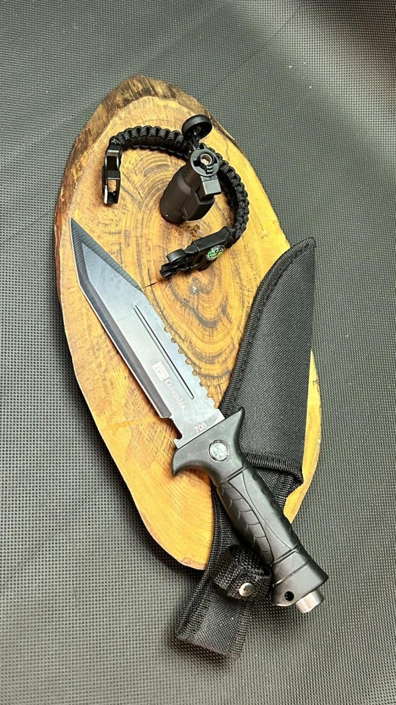 Kişiye Özel 30 Cm Avcı Bıçağı Ve Pusulalı Bileklik Seti