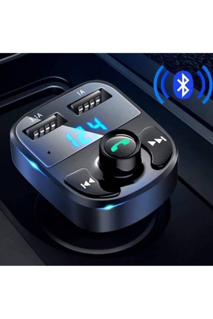 Car X8 Araç Fm Transmitter 5.0 Bluetooth Araç Kiti Usb Mp3 Sd Kart Çakmaklık Girişli Oto Müzik Çalar