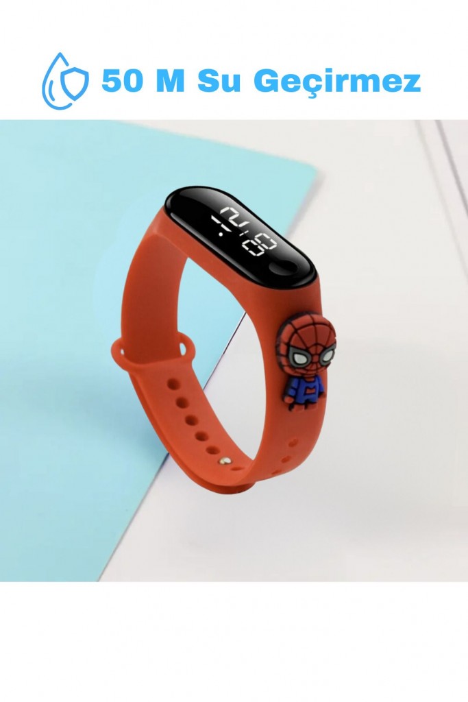 [Kutulu] Spiderman- Örümcek Adam Figürlü Dijital Çocuk Saati - Su Geçirmez - Led Dokunmatik Ekran