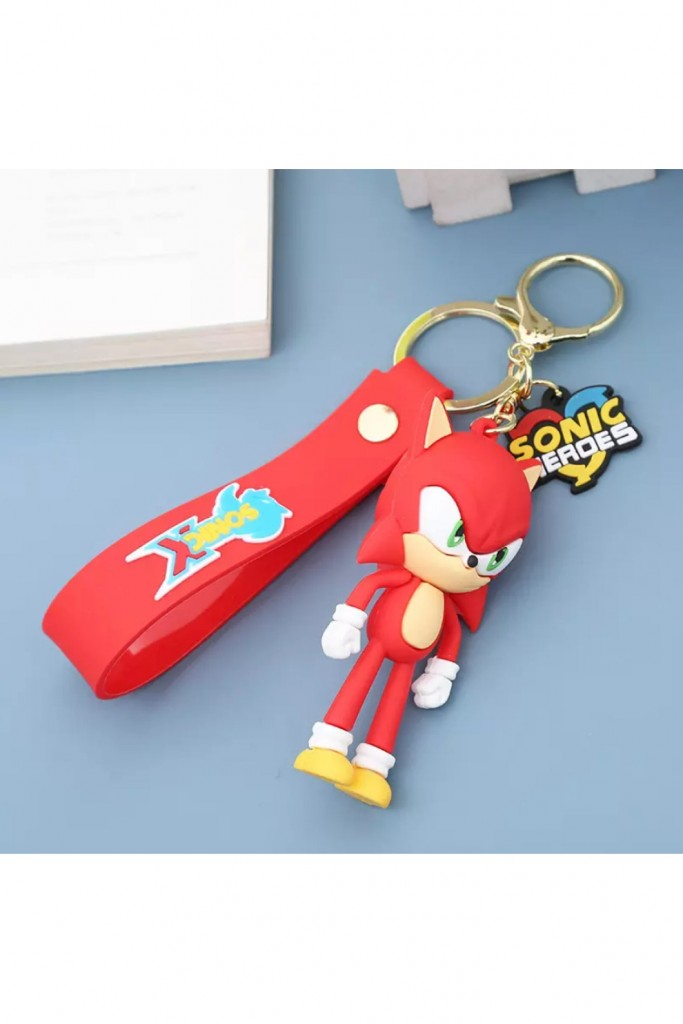 Yumuşak Slikon Sevimli Kirpi Sonic Anahtarlık Kırmızı