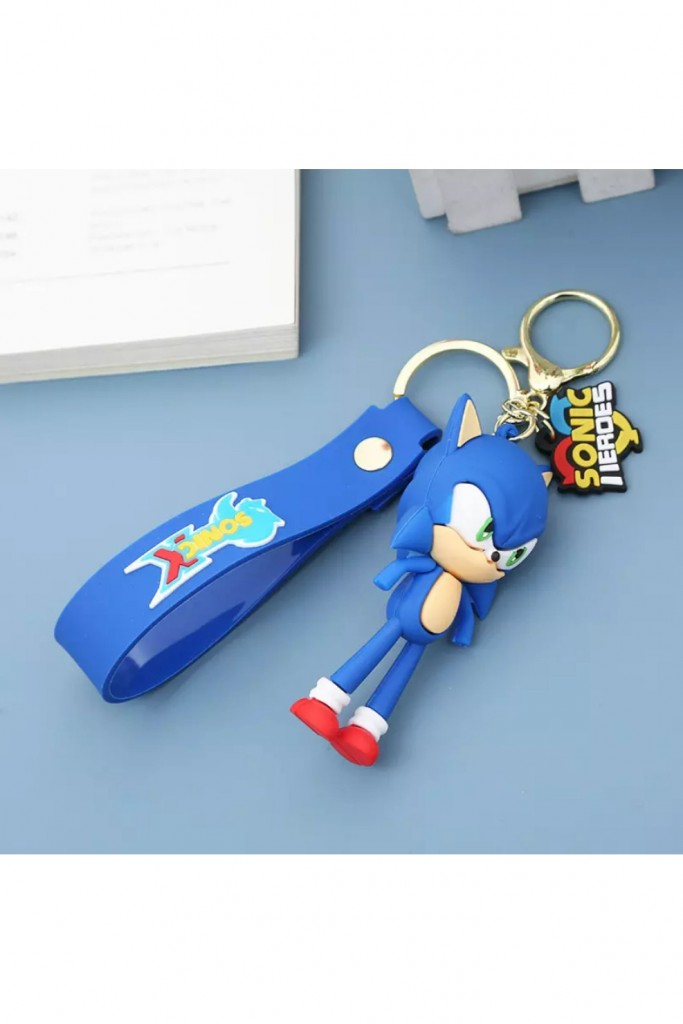 Yumuşak Slikon Sevimli Kirpi Sonic Anahtarlık Koyu Mavi