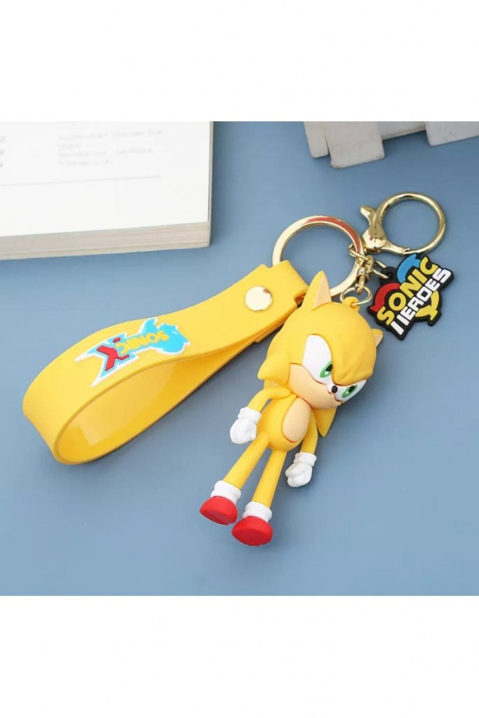 Yumuşak Slikon Sevimli Kirpi Sonic Anahtarlık Sarı