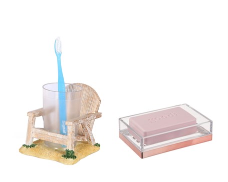 Diş Fırçalık Ve Sabunluk 2 Li Banyo Seti,Sandalye Model