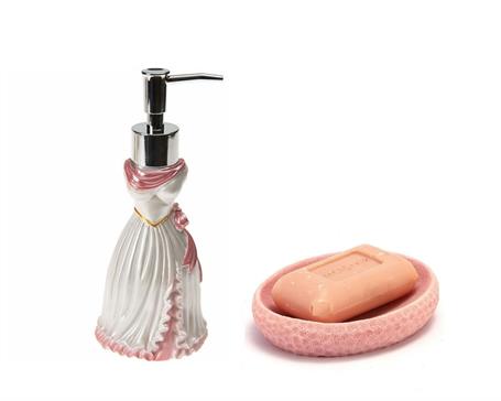 Sıvı Sabunluk Ve Sabunluk 2 Li Banyo Seti,Lady Ve Petek