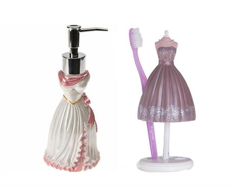 Sıvı Sabunluk,Diş Fırçalık 2 Li Banyo Seti,Lady Ve İncili Kadın