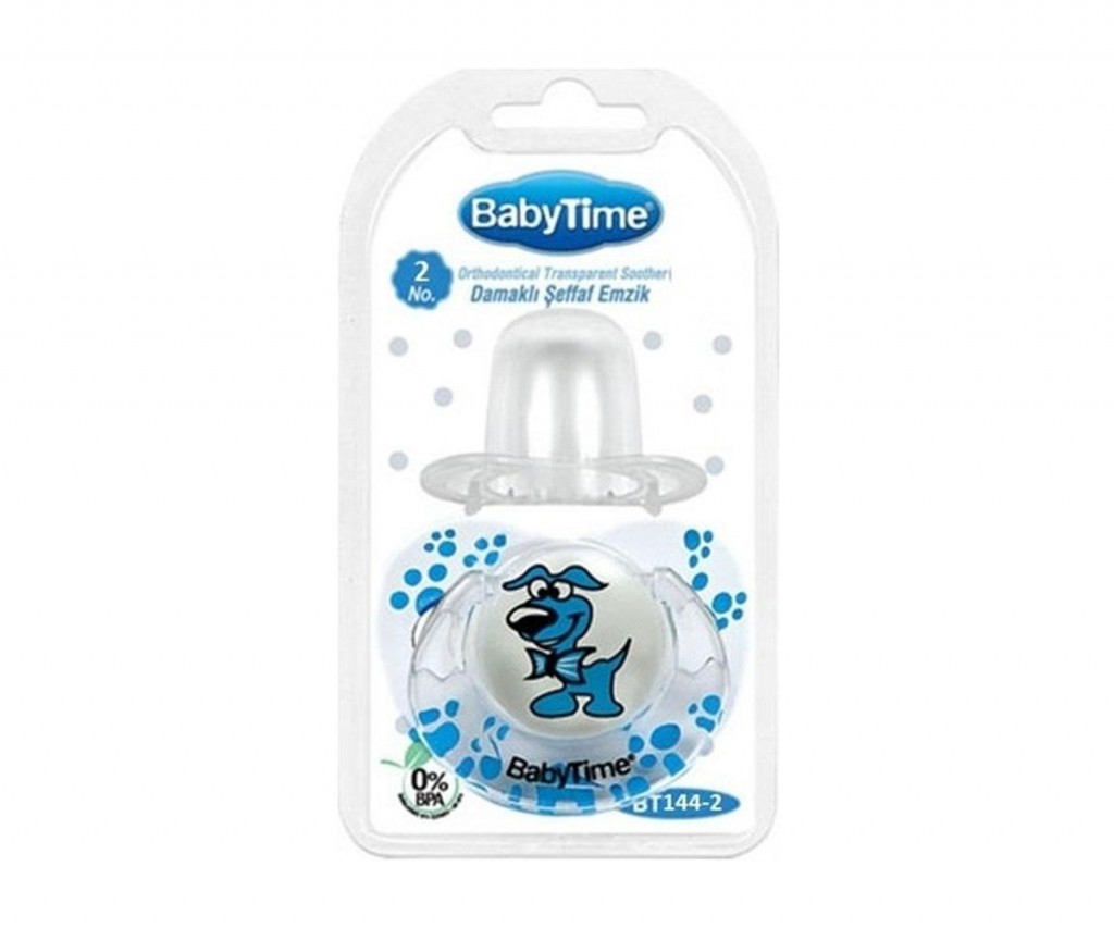 Babytime Damaklı Şeffaf Emzik Bt144-2 Mavi