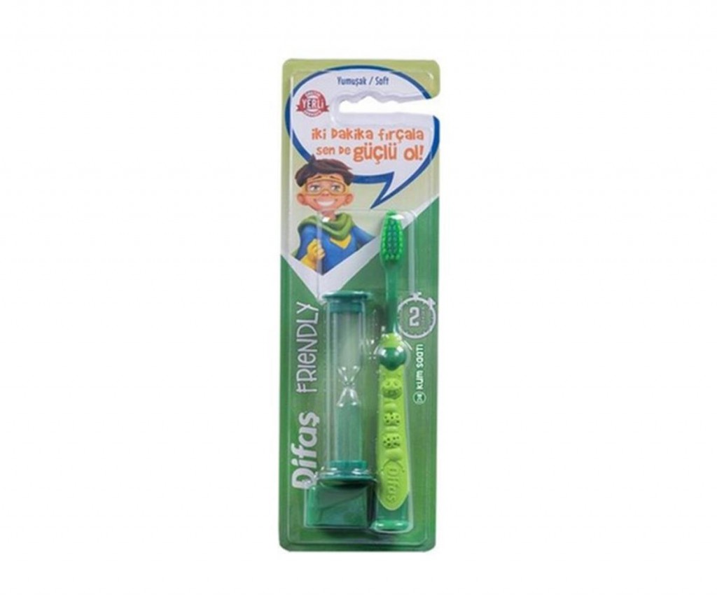 Difaş Frıendly Çocuk Diş Fırçası Yeşil (Kum Saatli) Yumuşak Kıllar