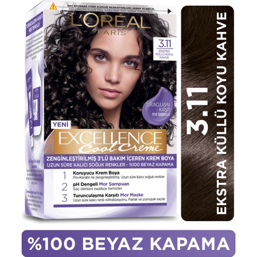 L'oréal Paris L’oréal Paris Excellence Cool Creme Saç Boyası – 3.11 Ekstra Küllü Koyu Kahve