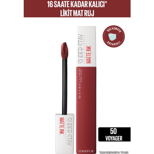 Maybelline New York Super Stay Matte Ink Likit Mat Ruj - 50 Voyager - Bordo