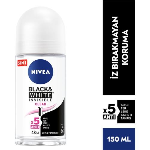 Nivea Invisible For Black & White Roll-On Clear 50 Ml