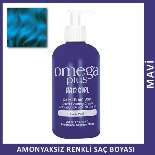 Omega Plus Bad Girl Mavi Amonyaksız Renkli Saç Boyası 250 Ml