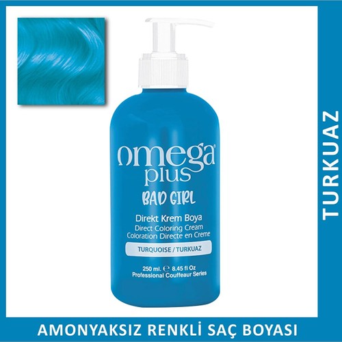Omega Plus Bad Girl Turkuaz Amonyaksız Renkli Saç Boyası 250 Ml