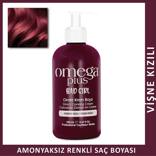 Omega Plus Bad Girl Vişne Kızılı Amonyaksız Renkli Saç Boyası 250 Ml