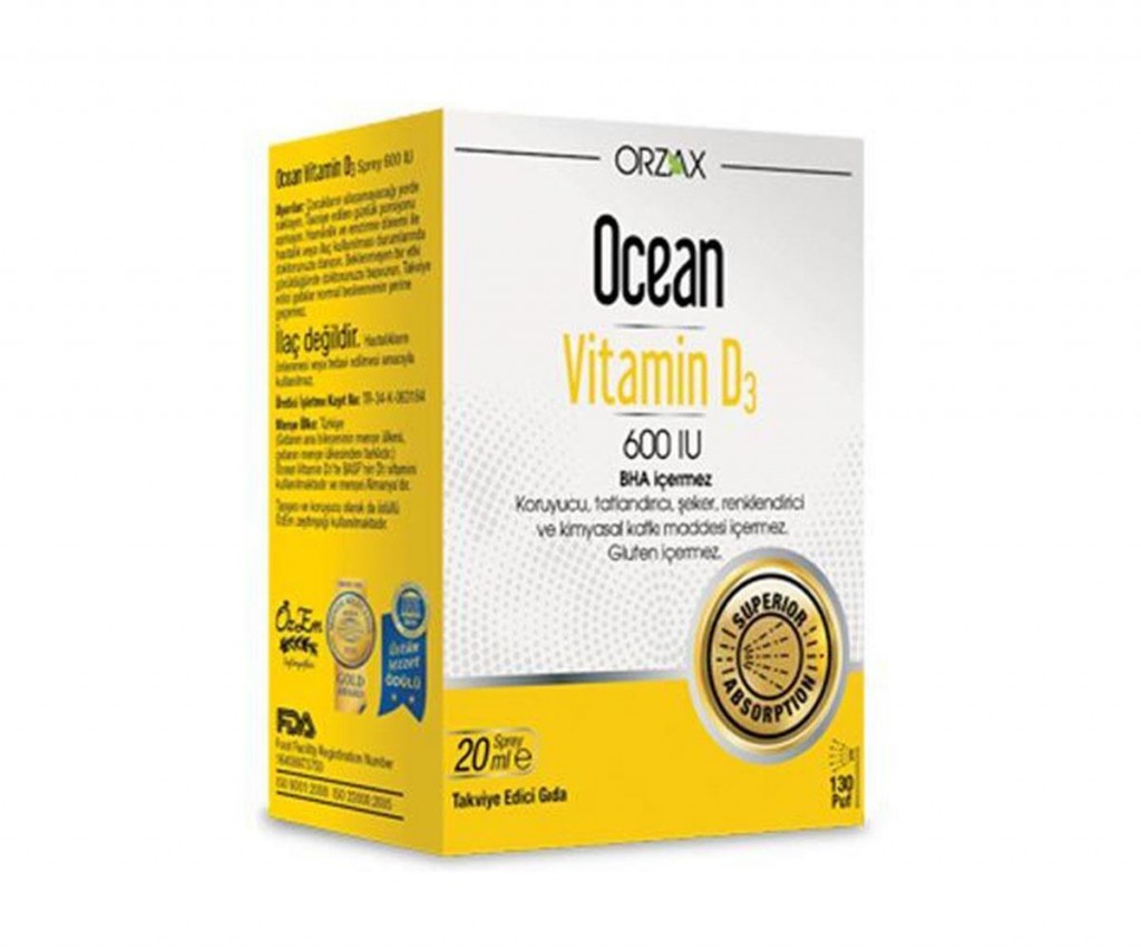 Orzax Ocean Vitamin D3 600 Iu Sprey 20Ml
