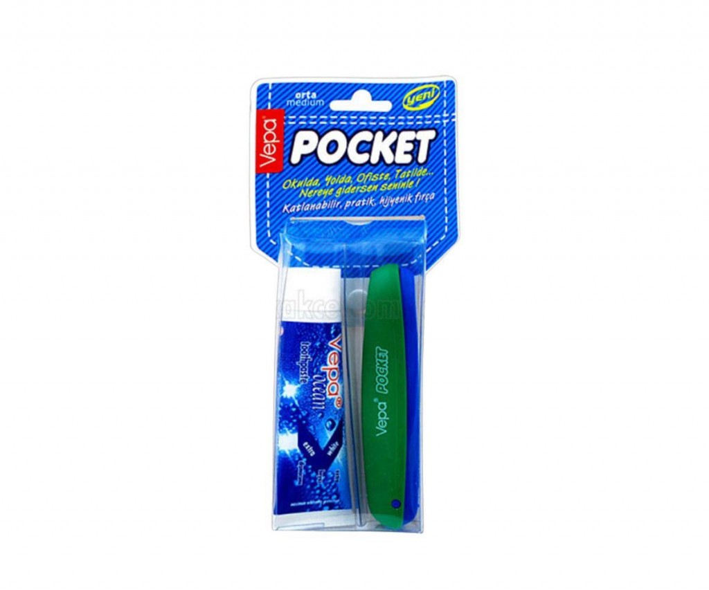 Vepa Pocket Diş Fırçası Macunlu Seyehat Boy Yeşil