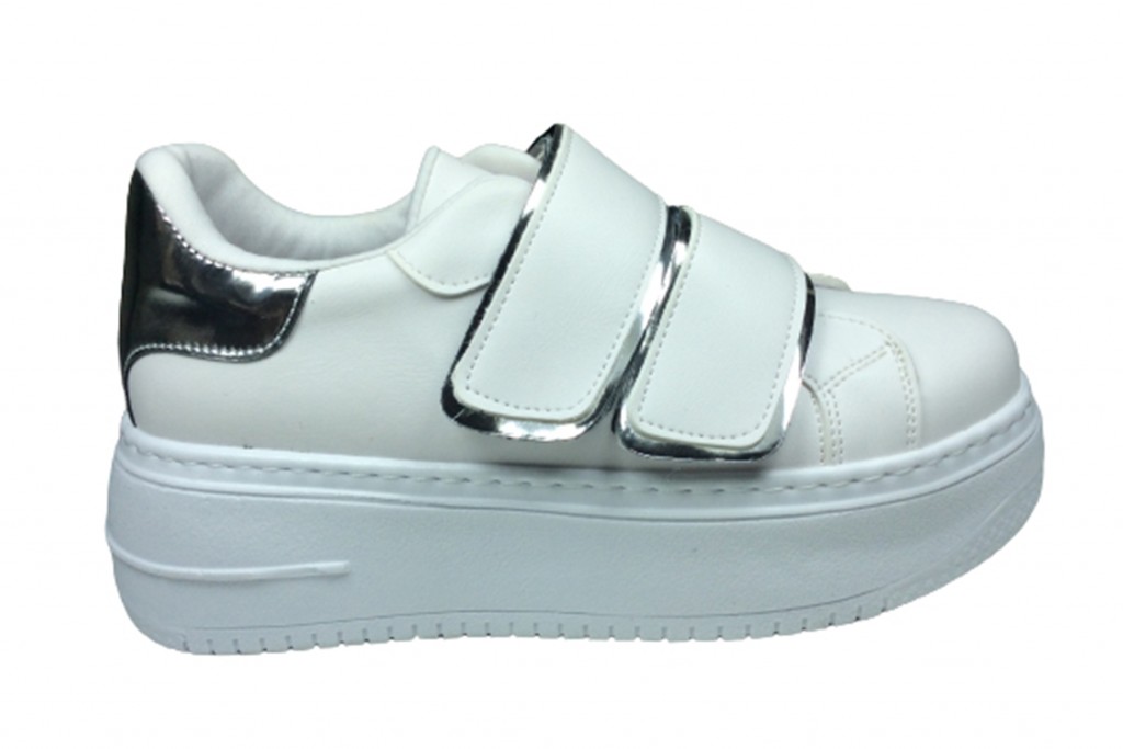 Womenly Moda 2001 Beyaz Cırtlı Kadın Sneaker Spor Ayakkabı