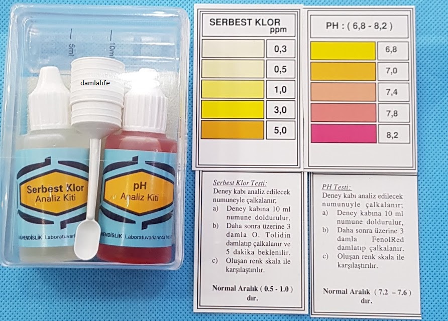 Su Test Analiz Sıvısı Ph Analiz Kiti Ve Serbest Klor Test Kiti