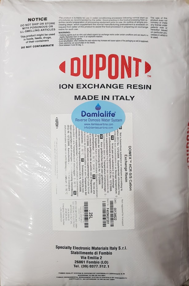 Yeni Dowex Dupont Katyonik İçme Suyu Arıtma Reçinesi 25 Litre