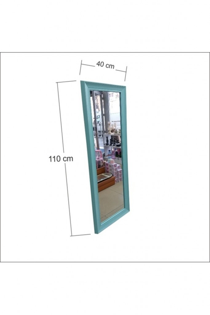 110Cm Boy Turkuaz Mavi Çerçeve Boy Koridor Soyunma Kabini Aynası